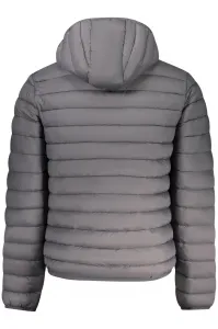Šedá prešívaná bunda s kapucňou