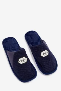 Pánske papuče s výšivkou tmavomodré