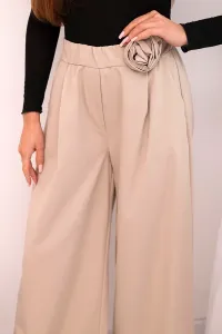 Elegantné nohavice s kvetinovou ozdobou