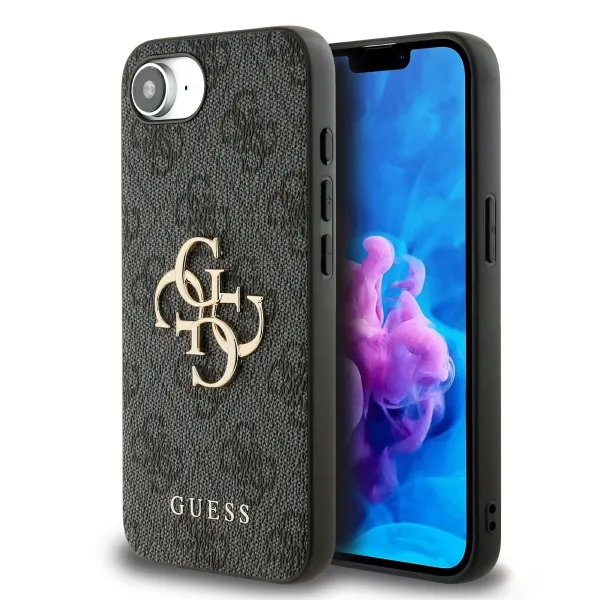 GUESS 4G METAL Ochranný obal pre Apple iPhone 16e / iPhone 17e GREY