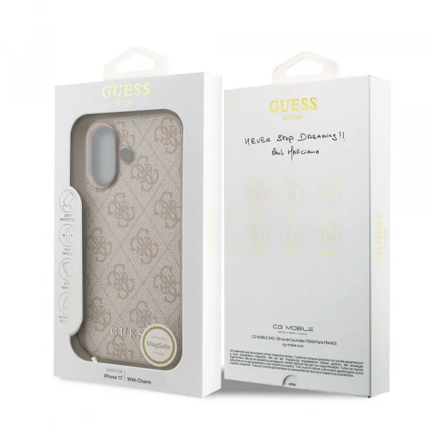 GUESS 4G CHARM Kryt s príveskom Apple iPhone 17 PINK