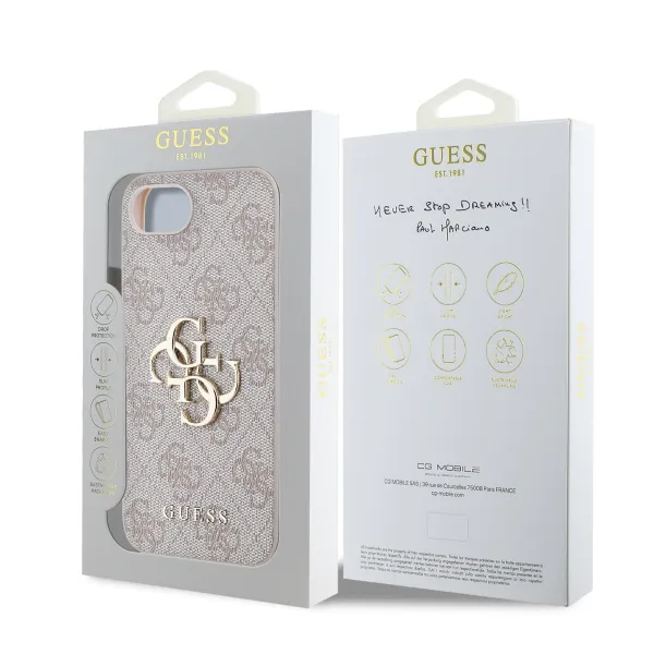 GUESS 4G METAL Ochranný obal pre Apple iPhone 16e / iPhone 17e PINK