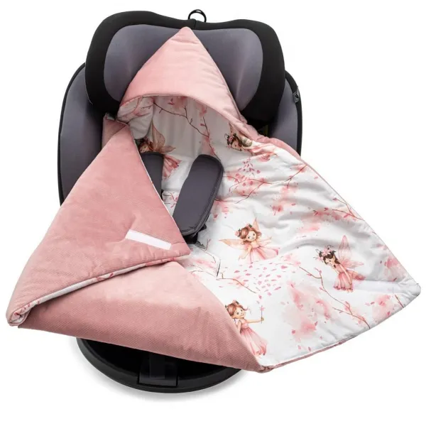 Zateplená zavinovačka do autosedačky New Baby Love Teddy Bear pink
