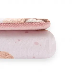 Obojstranný Set z Velvet a bavlny do kočíka New Baby Love Teddy Bear pink