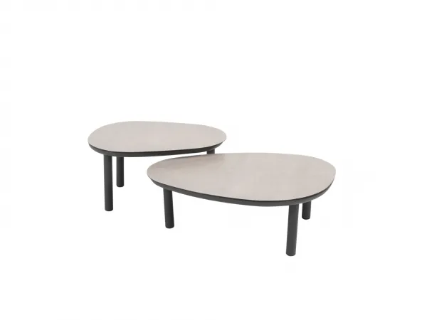 Monroe set konferenčných stolíkov Ø65x32 cm + Ø80x27 cm antracit