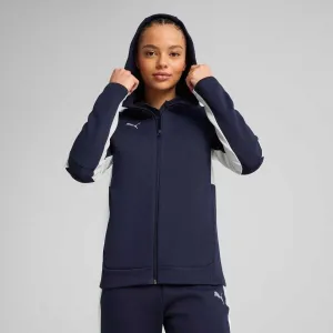 Puma TEAMEVOSTRIPE HOODED JACKET W Dámska športová bunda, tmavo modrá, veľkosť