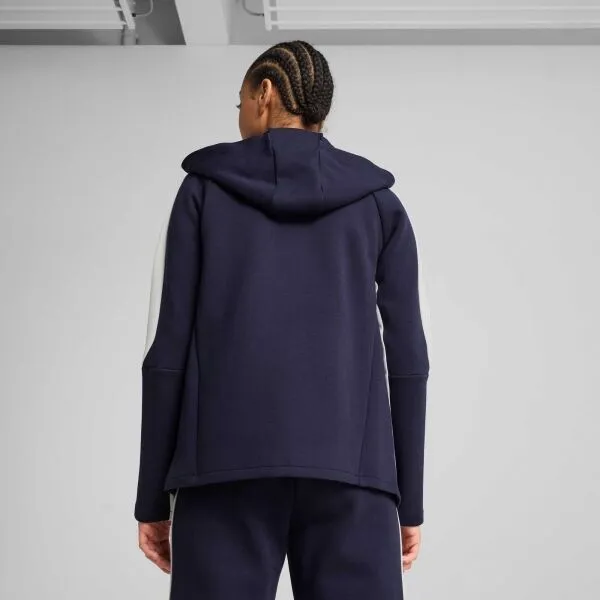 Puma TEAMEVOSTRIPE HOODED JACKET W Dámska športová bunda, tmavo modrá, veľkosť