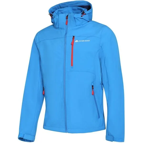 ALPINE PRO DERAF Pánska softshellová bunda, modrá, veľkosť