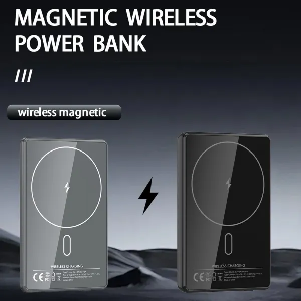 UltraThin MagSafe 15W Bezdrôtová powerbanka 5000 mAh s LED displejom a podporou nabíjania Apple Watch, strieborná
