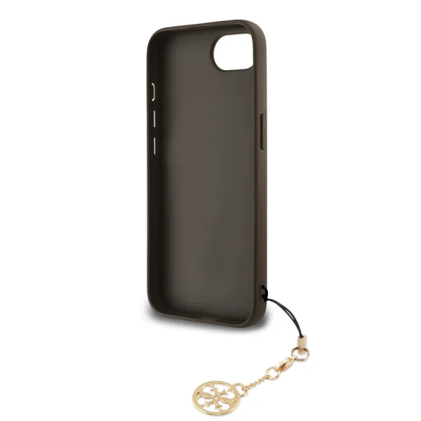 GUESS 4G Kryt s príveskom Apple iPhone 16e / iPhone 17e hnedý