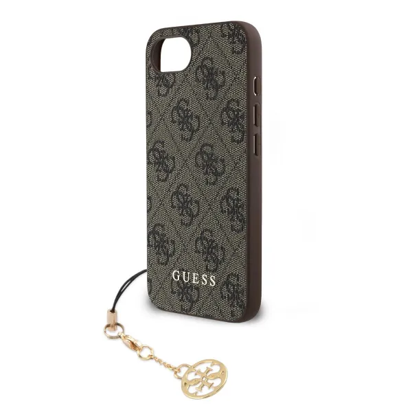 GUESS 4G Kryt s príveskom Apple iPhone 16e / iPhone 17e hnedý