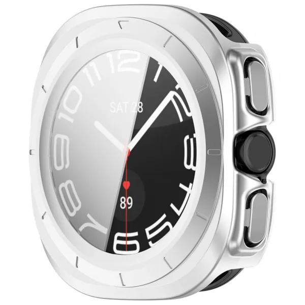 PC FULL COVER Plastový kryt so sklom pre Samsung Galaxy Watch Ultra / Watch Ultra 2025 strieborný