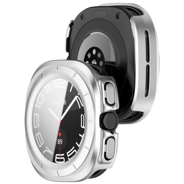 PC FULL COVER Plastový kryt so sklom pre Samsung Galaxy Watch Ultra / Watch Ultra 2025 strieborný