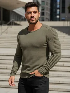 Trendový sveter khaki-pre mužov