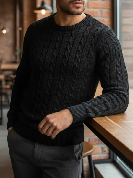 Trendy sveter pre pánov čierny