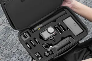 Stablecam Veľké PU puzdro pre DJI Action 5 Pro a multifunkčná nabíjacia rukoväť 1DJ8289