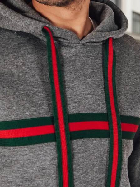 Pánska mikina s trendy ozdobným pásom šedá