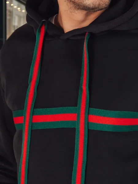 Pánska mikina s trendy ozdobným pásom čierna