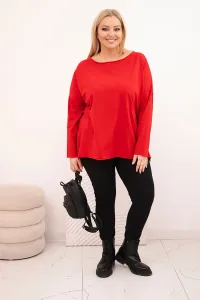 Kesi Dámska blúzka Plus Size asymetrická s dlhým rukávom červená