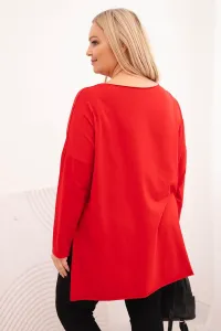 Kesi Dámska blúzka Plus Size asymetrická s dlhým rukávom červená