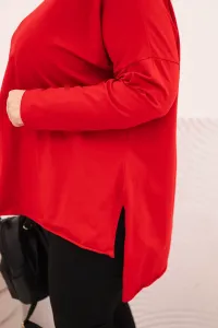 Kesi Dámska blúzka Plus Size asymetrická s dlhým rukávom červená