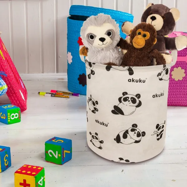 Akuku skladací kôš na hračky Panda