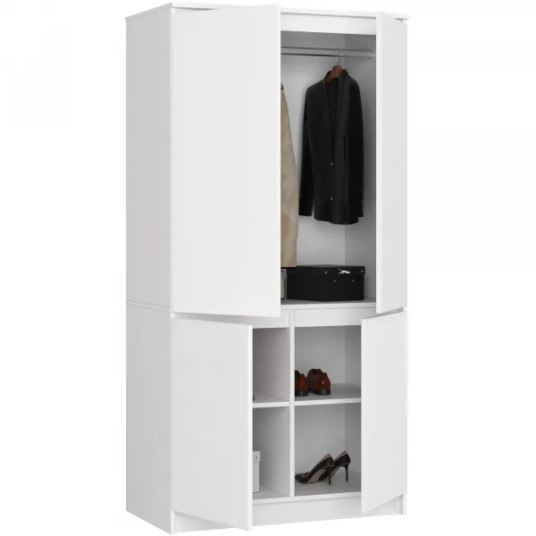 Ak furniture Šatníková skriňa CLP S90/4D biela