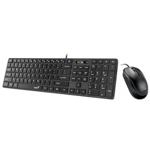 Genius SlimStar C126 COPILOT, sada klávesnice s optickou myší, CZ/SK, drátová (USB), černá, nízkoprofilová