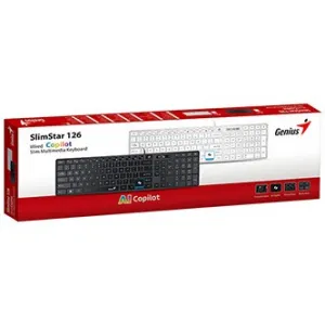 Genius Klávesnice Slimstar 126, Drátová USB, CZ+SK layout, Copilot klávesa, Bílá