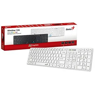 Genius Klávesnice Slimstar 126, Drátová USB, CZ+SK layout, Copilot klávesa, Bílá
