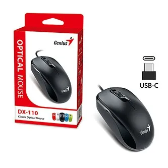 Myš drátová, Genius DX-110, černá, optická, 1200DPI, USB-C