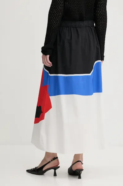 Bavlnená sukňa Desigual FLOR ONDAS_LACROIX čierna farba, maxi, áčkový strih, 25SWFW14