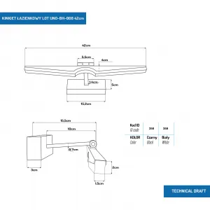 DECOREUM NÁSTENNÁ LAMPA DO KÚPEĽNE LOT 8W 4000K 40CM ČIERNA UNO-BH-008