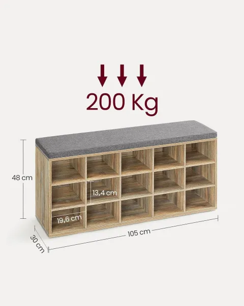 SONGMICS Botník Vasagle Endersen 105 cm svetlo hnedý/sivý