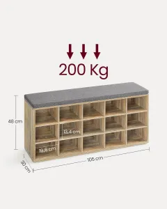 SONGMICS Botník Vasagle Endersen 105 cm svetlo hnedý/sivý