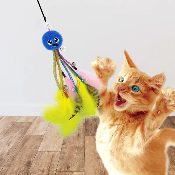 NERF CAT Hračka pre mačky chobotnička s rolničkami a paličkou 30 cm