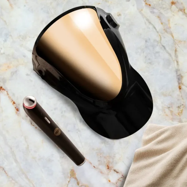 PALSAR7 Exclusive Set Professional LED Mask & Galvanic Iron set za zvýhodnenú cenu Black/Gold