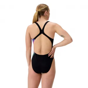 Speedo placement printed powerback black / purple s - uk32
