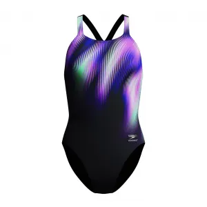 Speedo placement printed powerback black / purple s - uk32