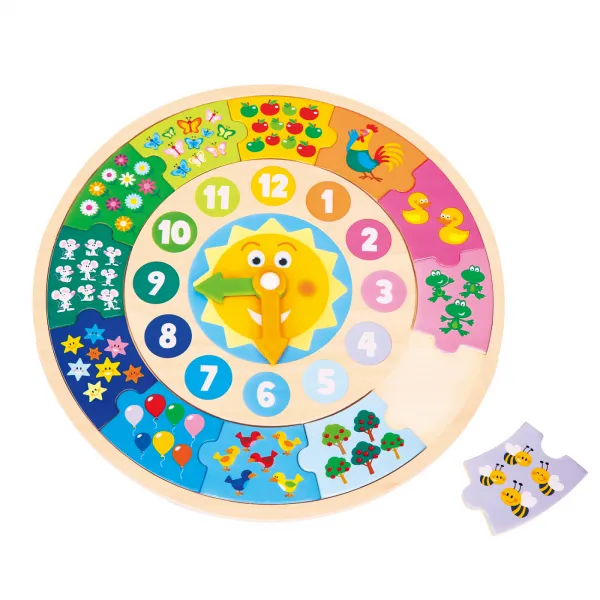 Drevené hodiny + puzzle