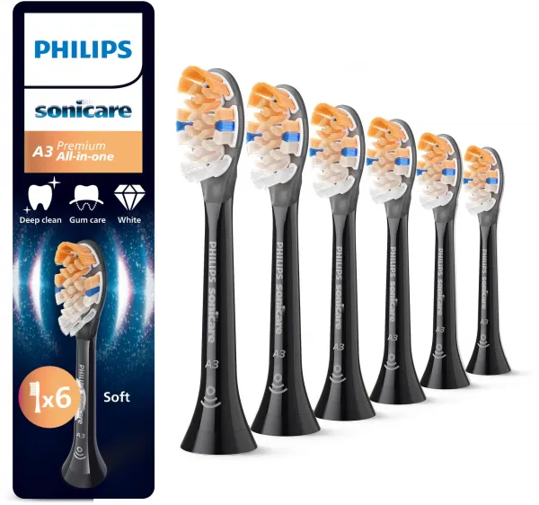 Philips Sonicare Premium All-in-One HX9096/88 náhradné hlavice na zubnú kefku Black 6 ks