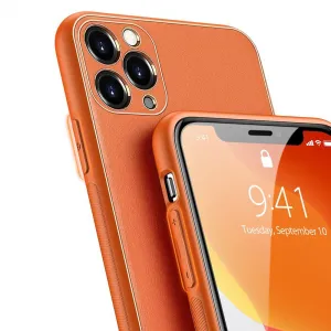 DUX DUCIS Yolo kožený kryt na iPhone 12 Pro Max, oranžový