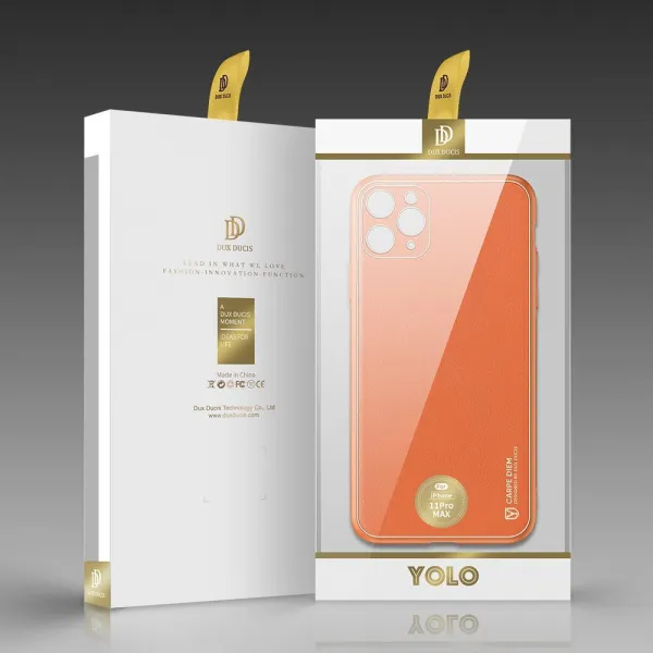 DUX DUCIS Yolo kožený kryt na iPhone 12 Pro Max, oranžový