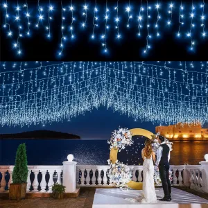 Vianočné vonkajšie svietielka, 500LED, 23m, cencúle, FLASH, MODRÉ