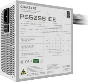 GIGABYTE zdroj P650SS ICE, 650W, 80+ Silver, 120mm, ATX 3.0, bílá