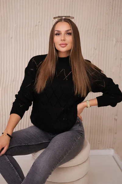 Legínovo Sivý sveter s rolákom a kosoštvorcovým vzorom Farba: Modrá, Veľkosť: UNI
