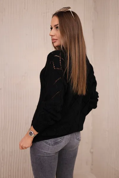 Legínovo Sivý sveter s rolákom a kosoštvorcovým vzorom Farba: Modrá, Veľkosť: UNI
