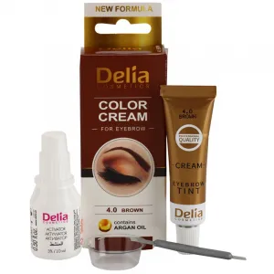 Delia Cosmetics Argan Oil farba na obočie odtieň 4.0 Brown 15 ml