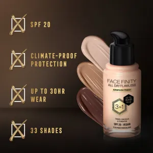 Max Factor Facefinity All Day Flawless dlhotrvajúci make-up SPF 20 odtieň 10 Fair Porcelain 30 ml