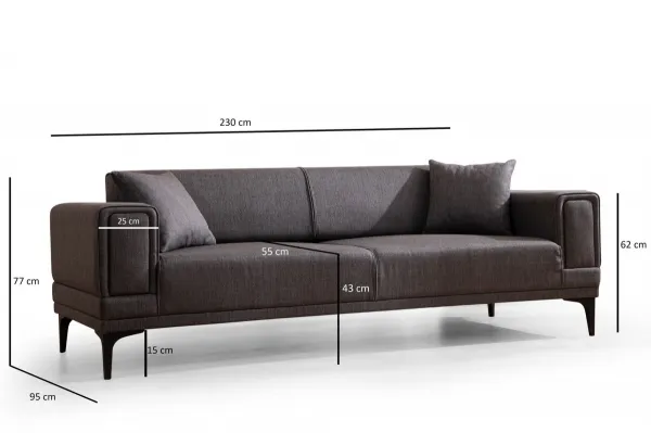 Hanah Home Třímístná rozkládací pohovka Horizon 230 cm tmavě šedá